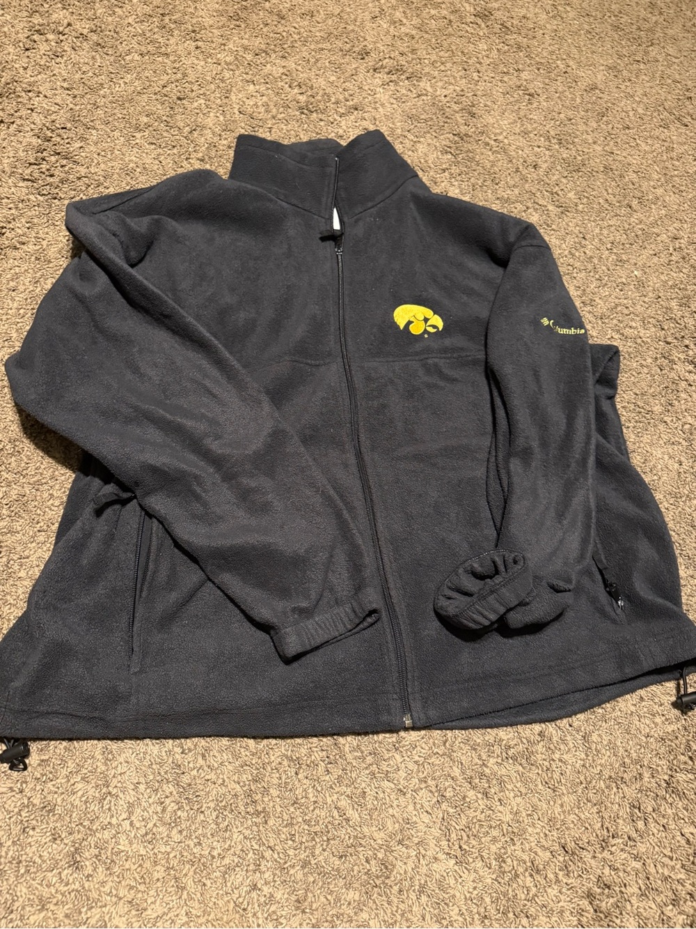 Columbia Kids Black Fleece Jacket with Yellow Logo Patch
